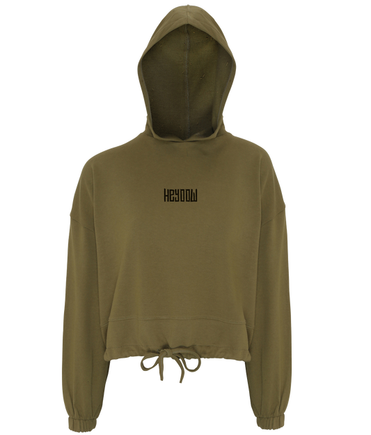 Wildlife ● Cropped Oversize Hoodie ● Olive - Black