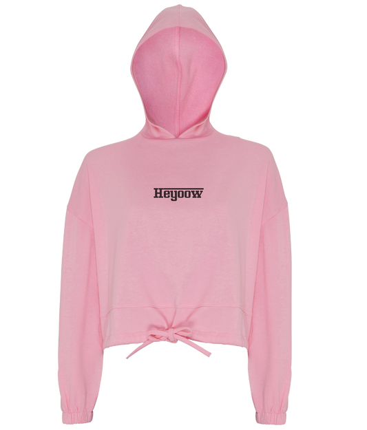 Strada ● Cropped Oversize Hoodie ● Light Pink - Black