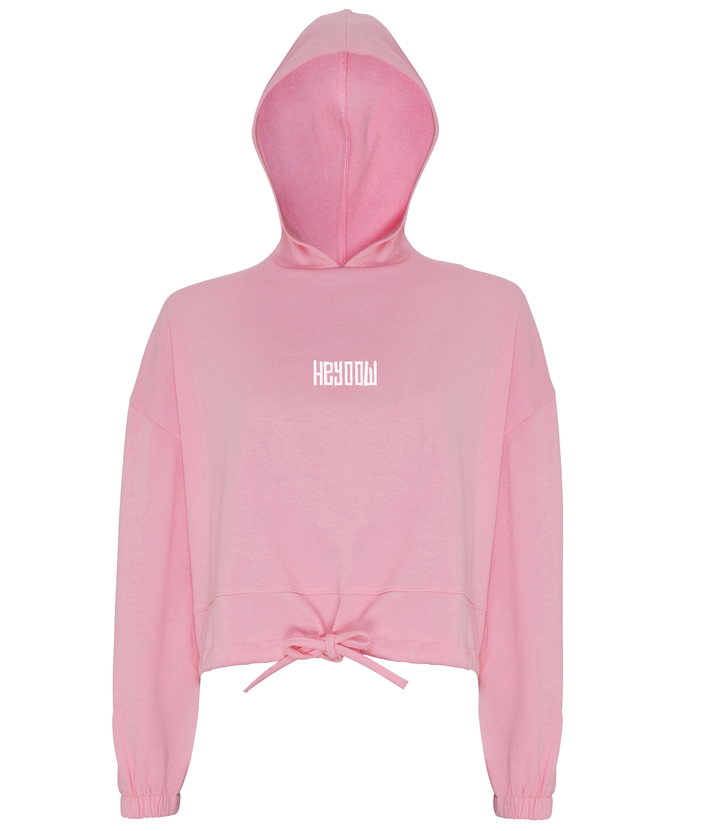 Wildlife ● Cropped Oversize Hoodie ● Pink - White
