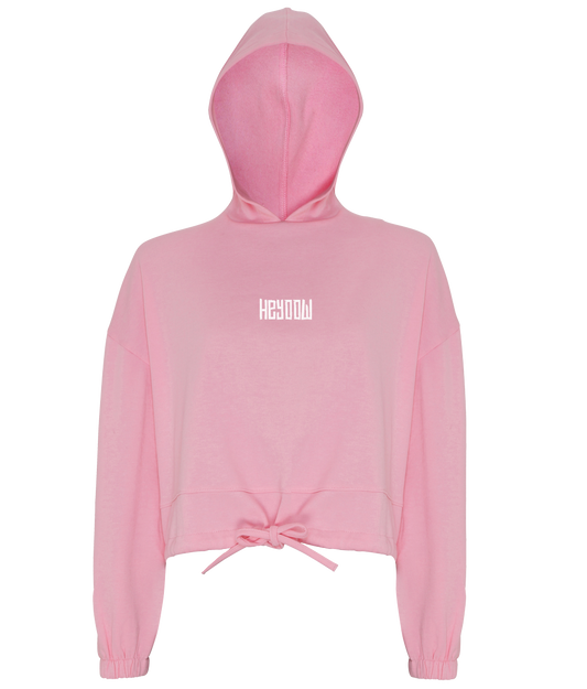 Wildlife ● Cropped Oversize Hoodie ● Pink - White