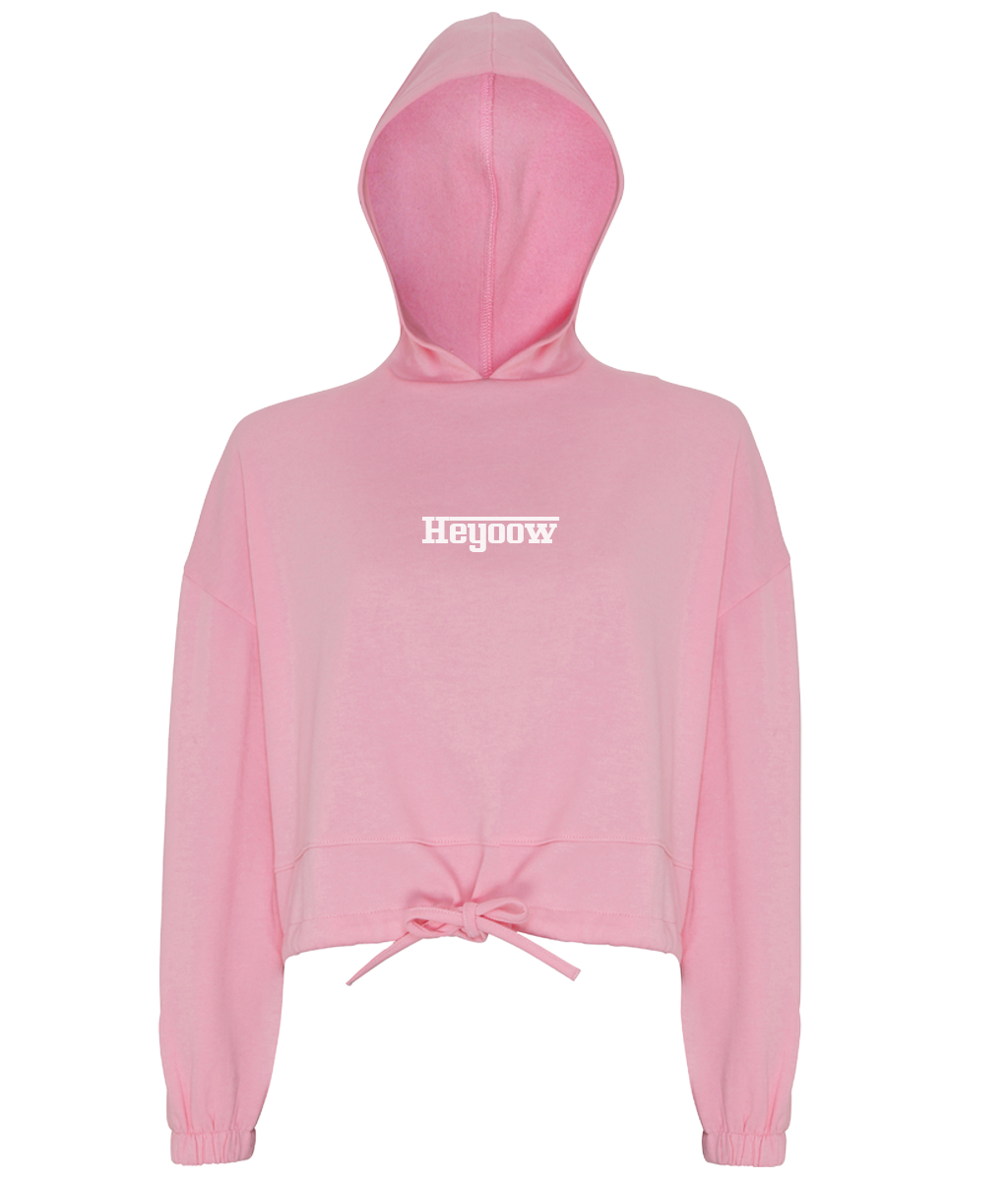 Strada ● Cropped Oversize Hoodie ● Light Pink - White