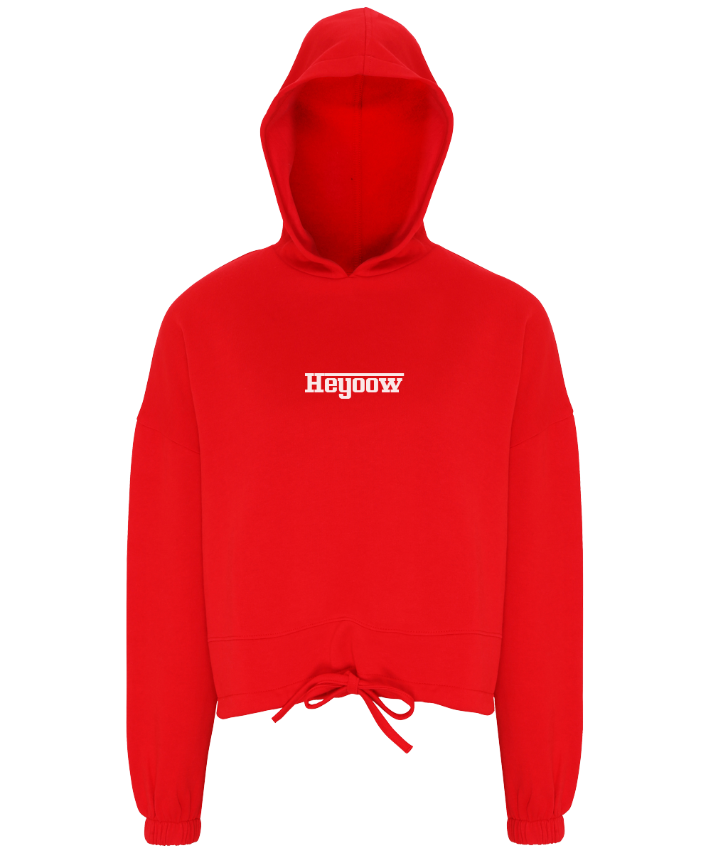 Strada ● Cropped Oversize Hoodie ● Red - White