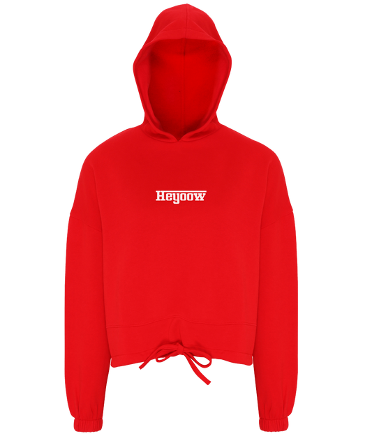 Strada ● Cropped Oversize Hoodie ● Red - White