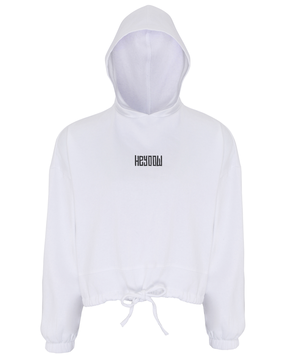 Wildlife ● Cropped Oversize Hoodie ● White - Black