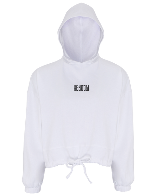 Wildlife ● Cropped Oversize Hoodie ● White - Black