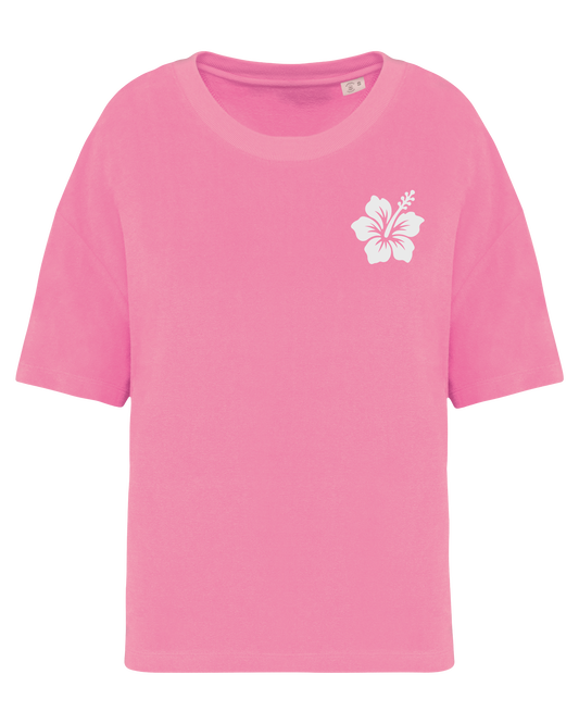 Hibiscus Flower ● Towelling Shirt ● Candy Rose