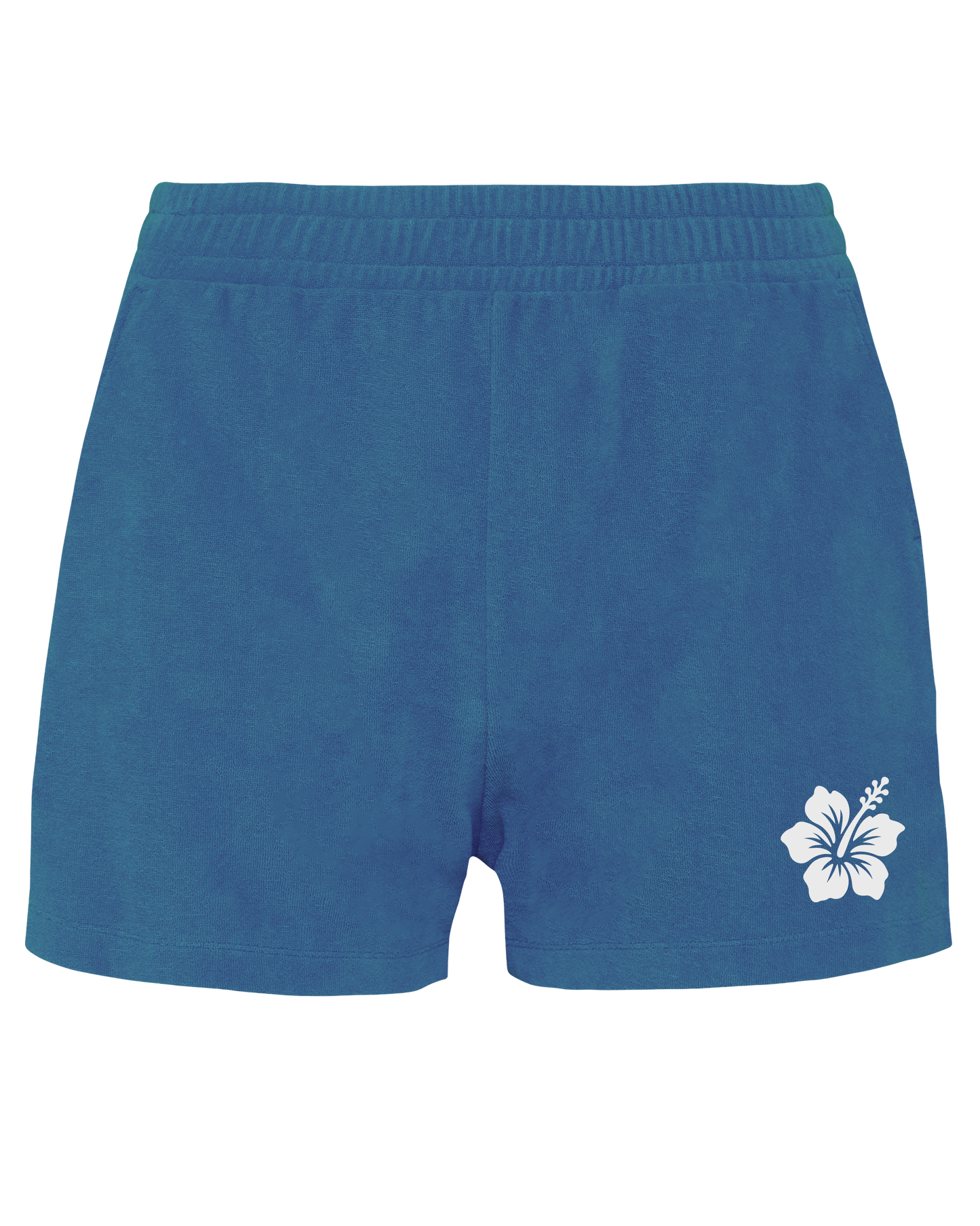 Hibiscus Flower ● Towelling Short ● Riviera Blue