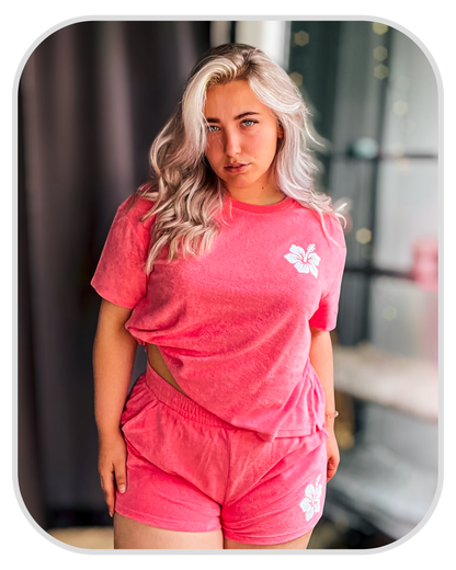 Hibiscus Flower ● Towelling Shirt ● Candy Rose